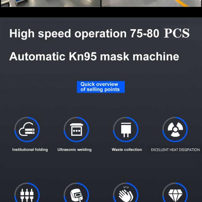 글로벌 워런티 100-120pcs/min 고속 자동 Kn95 마스크 기계 kn95 기계 마스크 작성